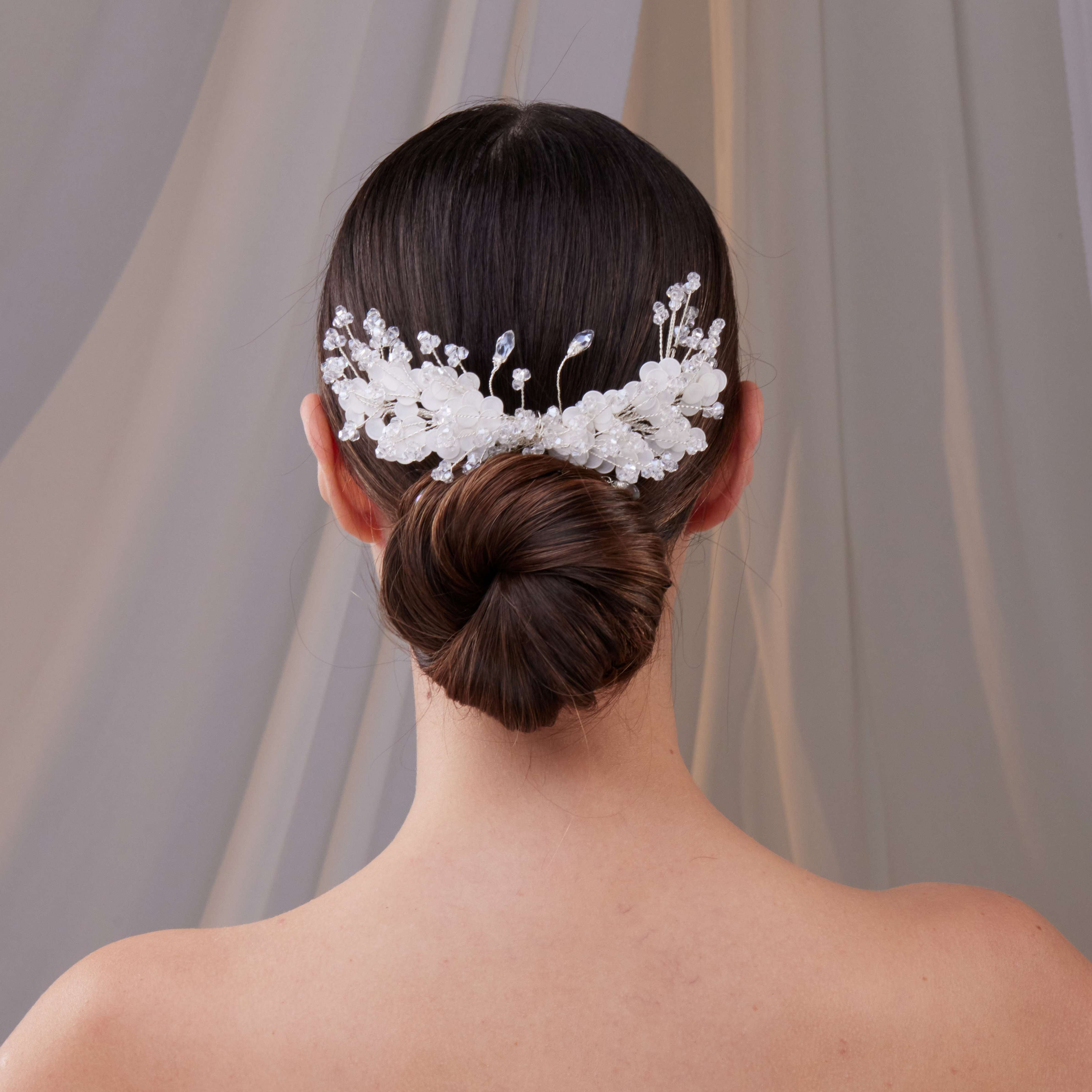 Resin Flower Crystal Wedding Hair Comb