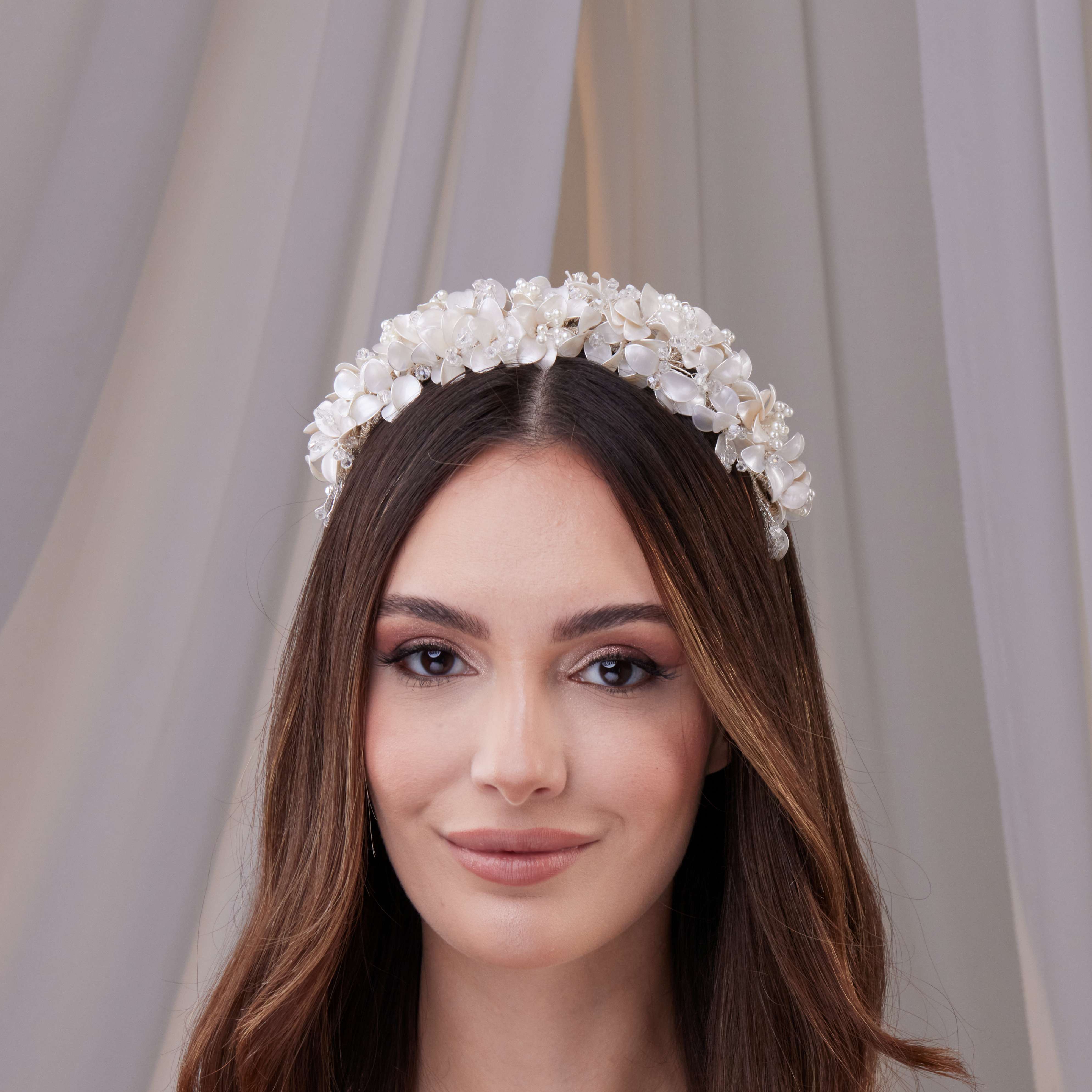 Handmade Pearl and Resin Flower Wedding Hair Band