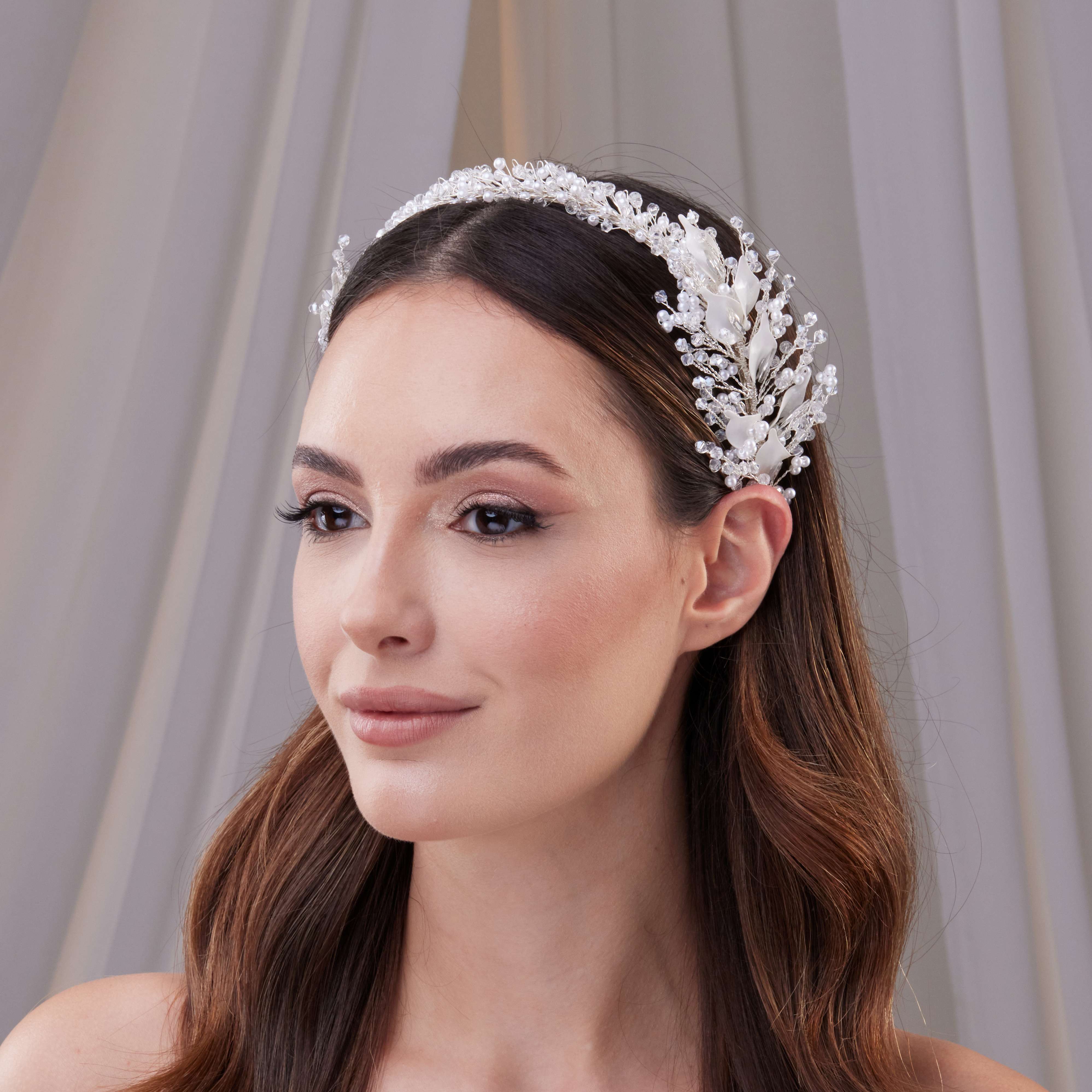 Resin and Crystal Beaded Bridal Hair Band