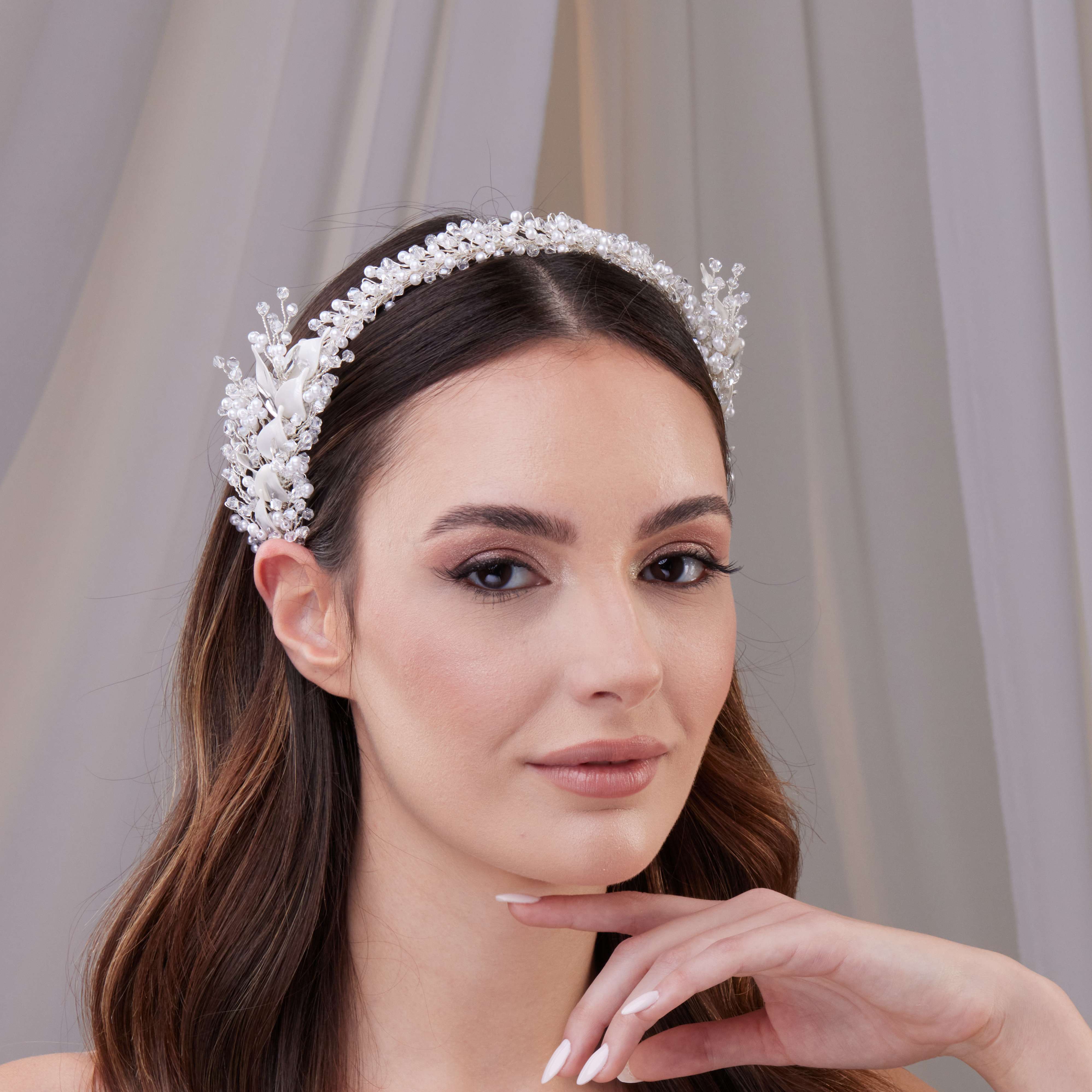 Resin and Crystal Beaded Bridal Hair Band