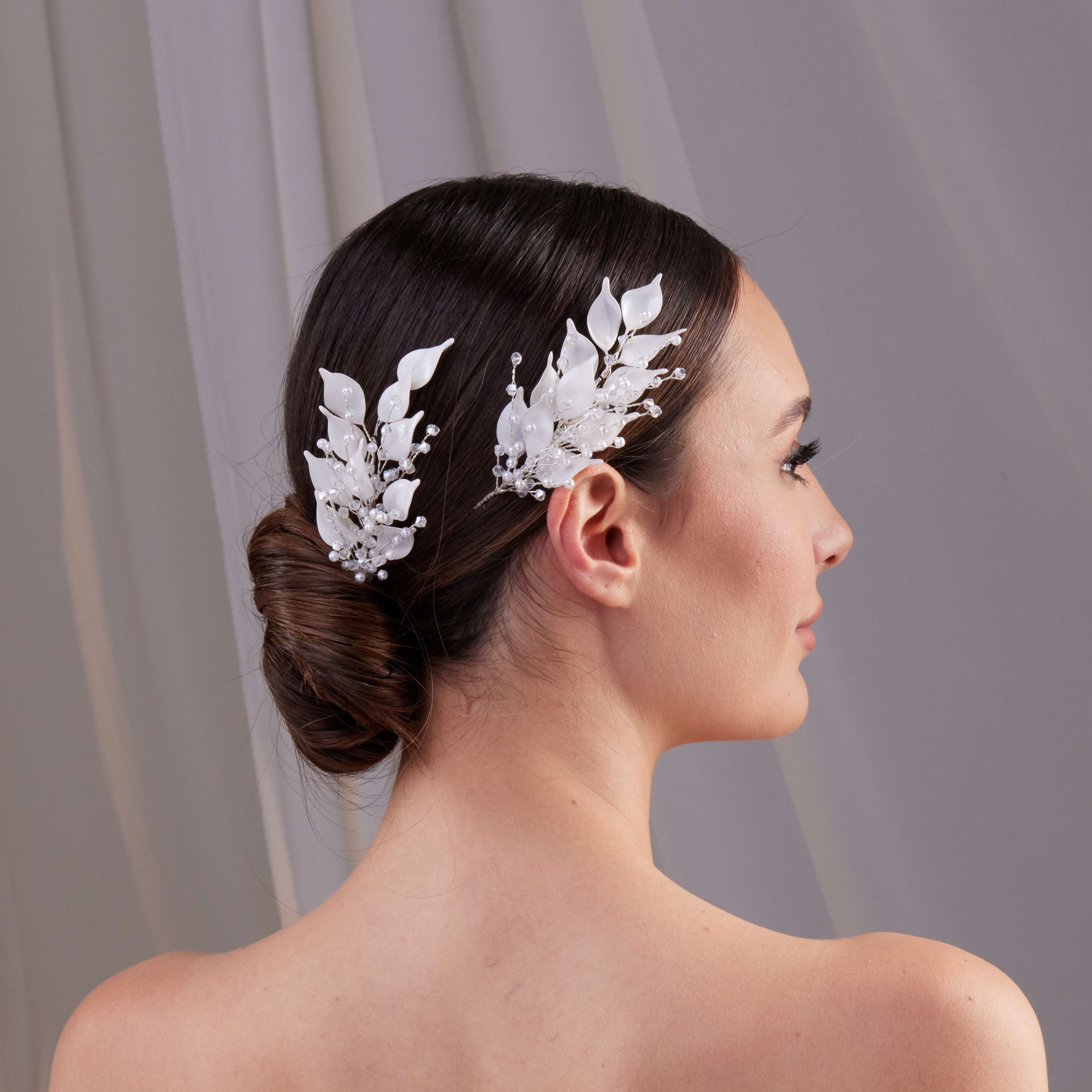 Two-Piece Resin Flower Bridal Hair Vine Set