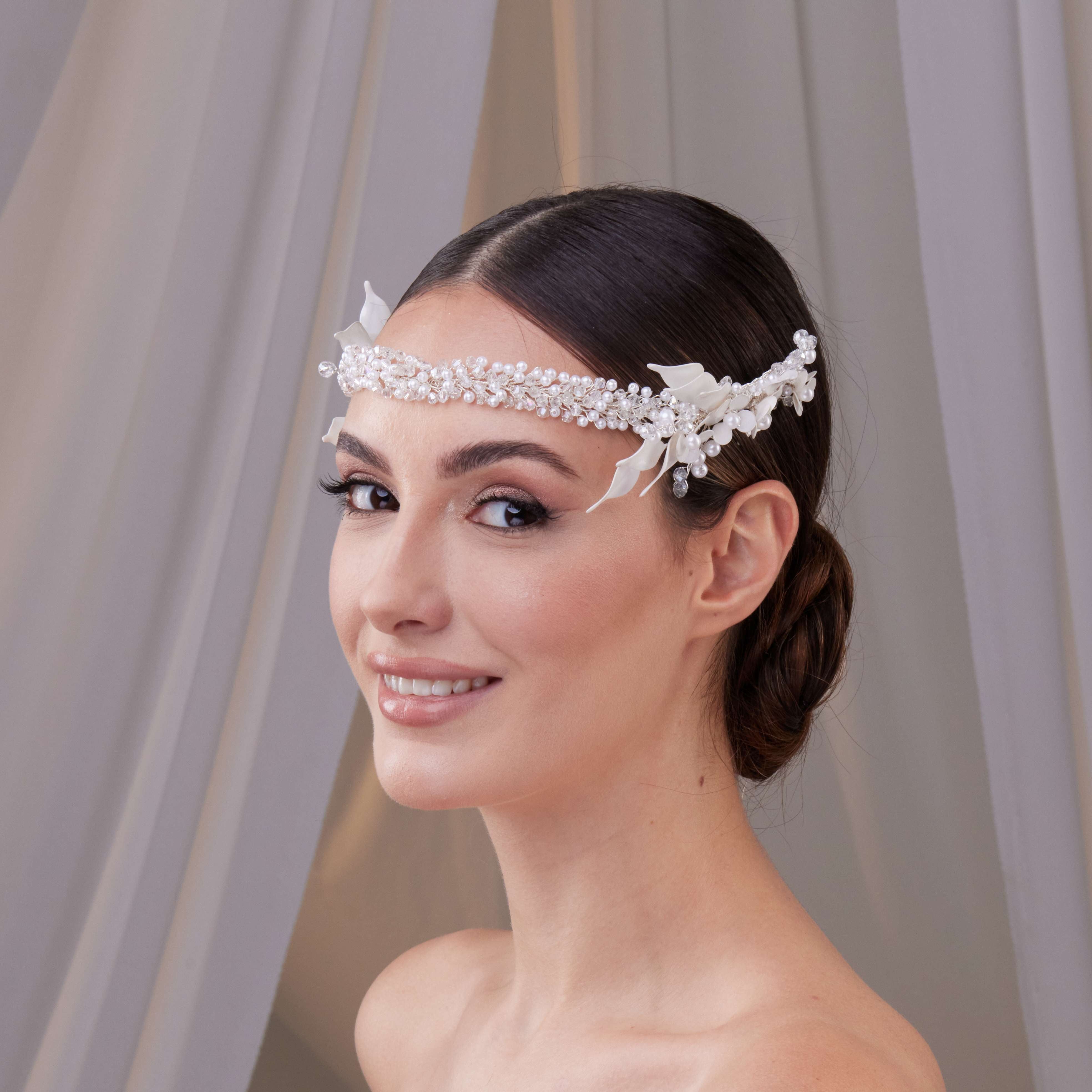 Bridal Resin Flower and Crystal Halo