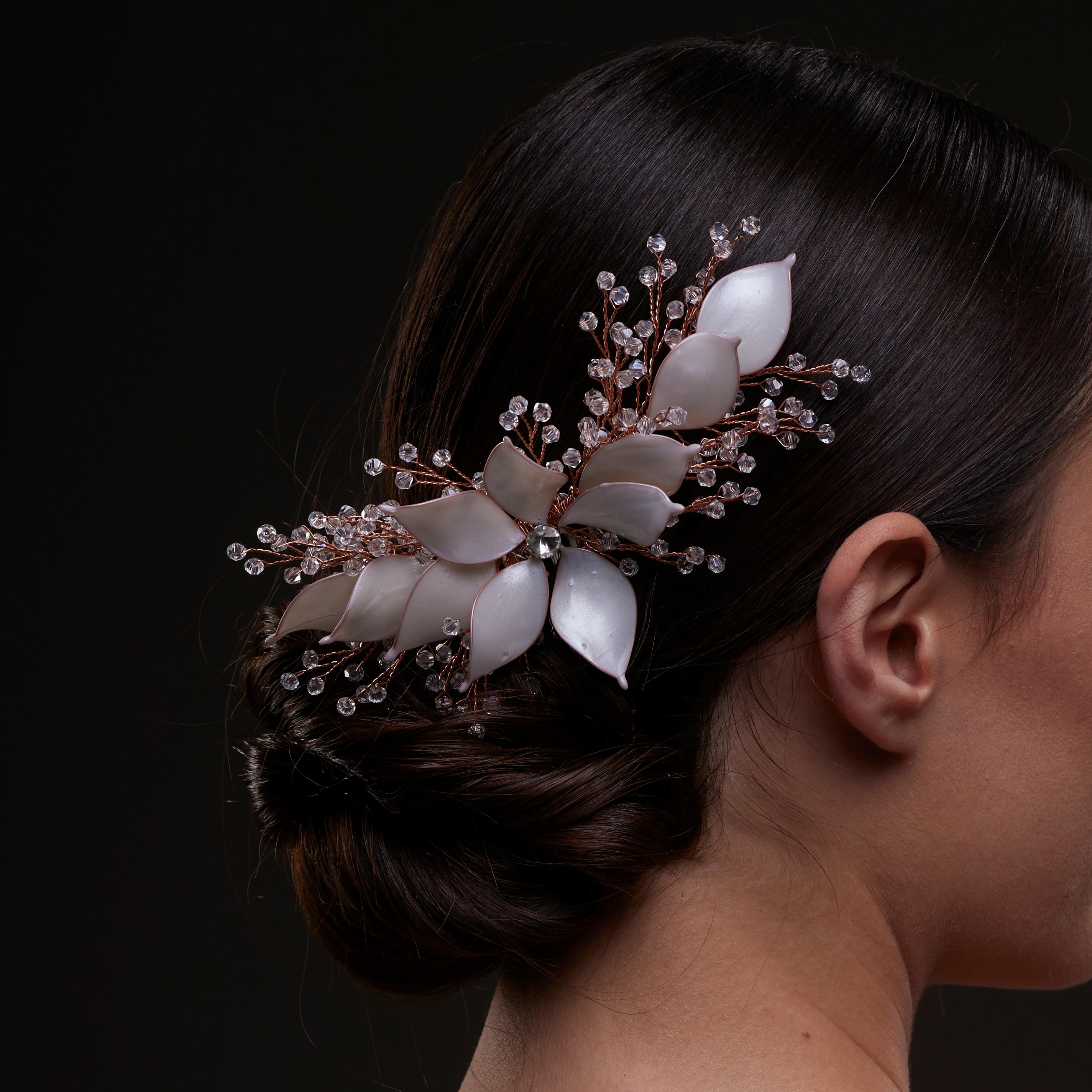 Rose gold Flower Bridal Hair Comb