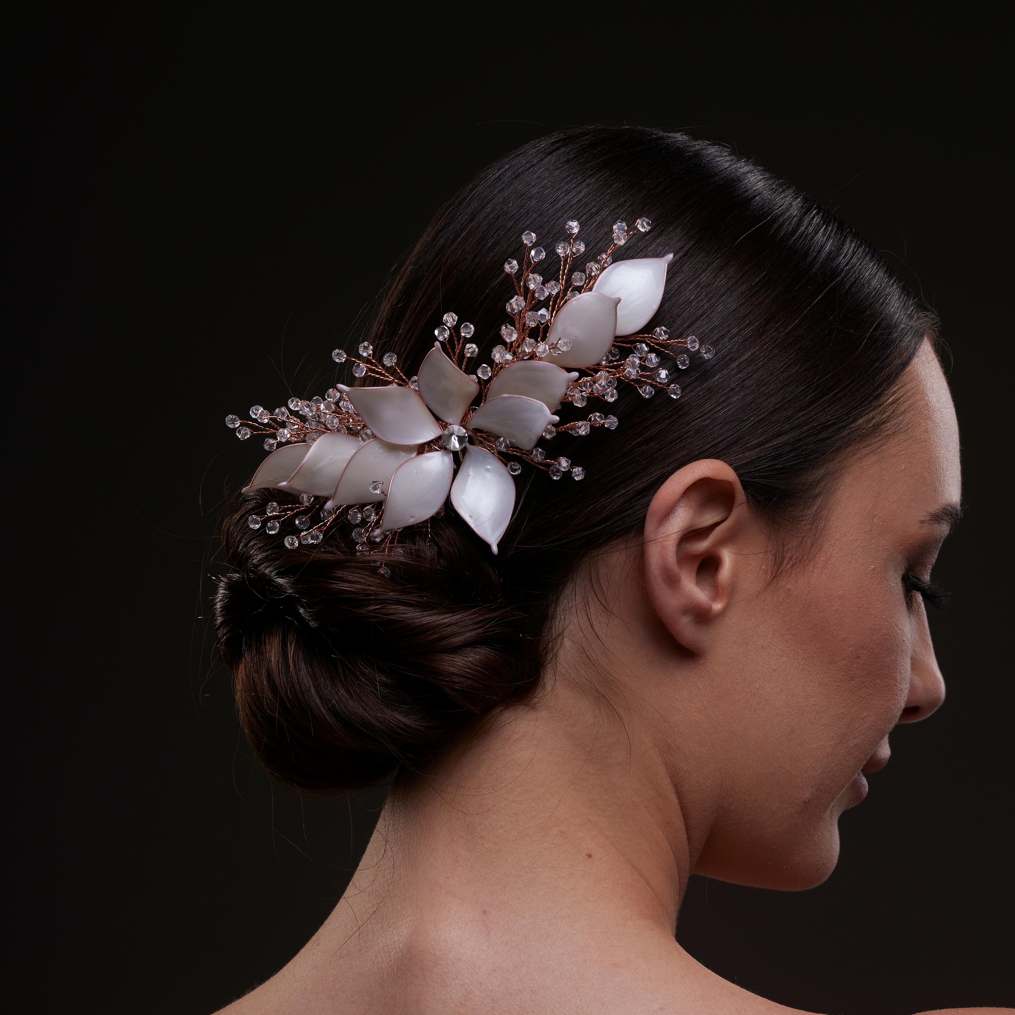 Rose gold Flower Bridal Hair Comb