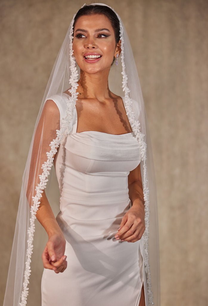 Flower Lace Bridal Veil, Cathedral Size Wedding Veil