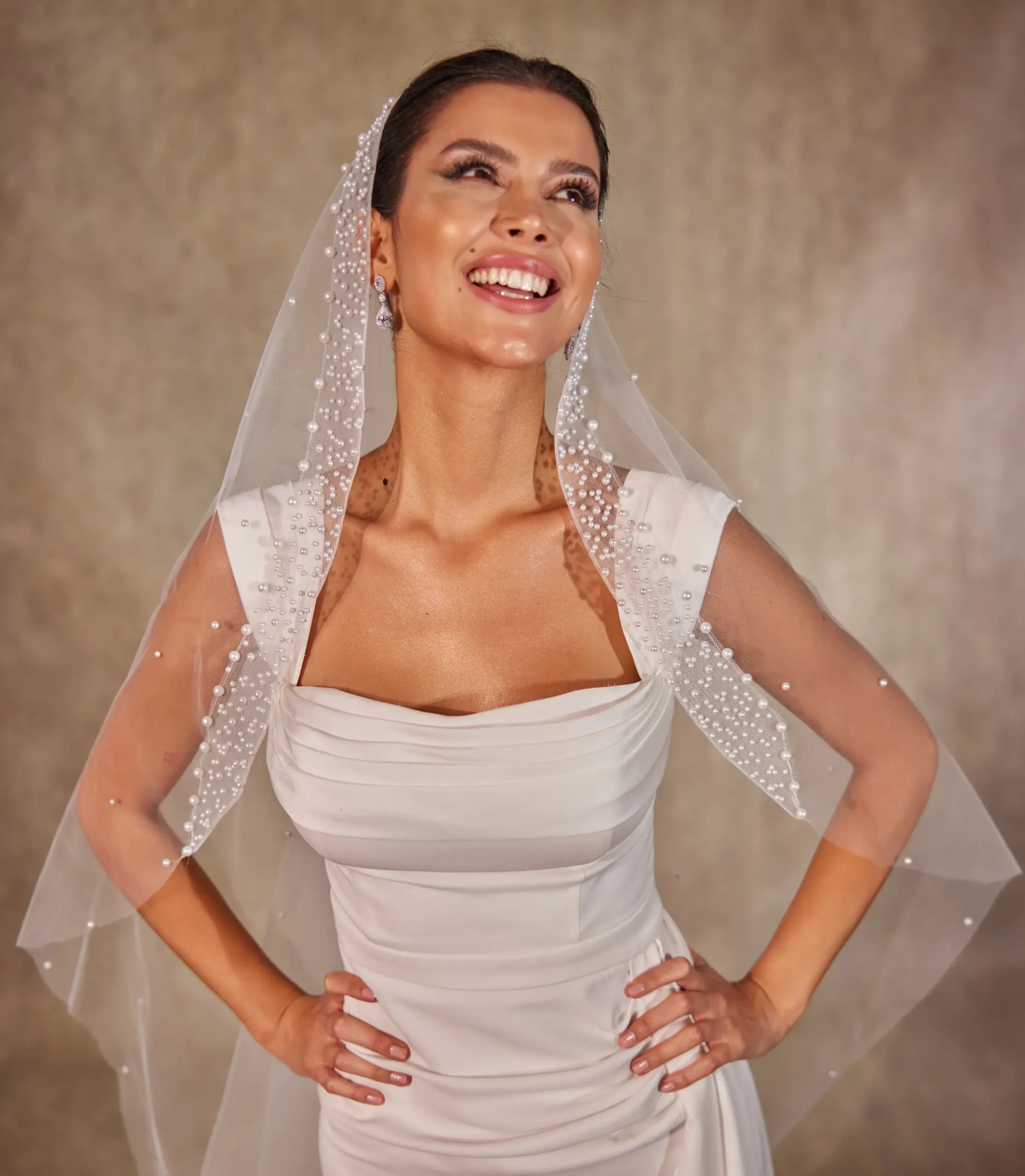 Pearl  Wedding Veil with Raw Cut Edge-D227 - Bridal Port