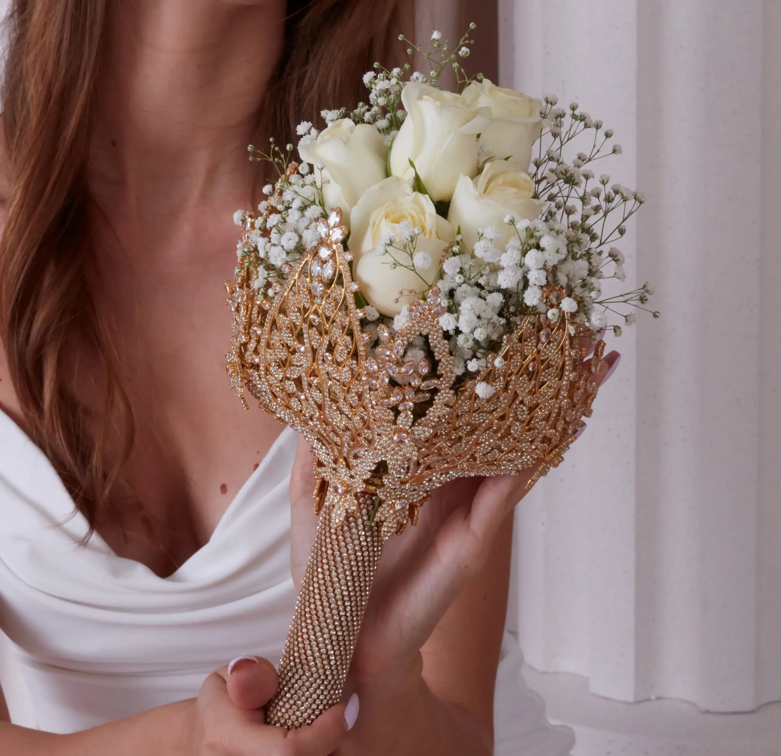 Gold Bouquet Holder, Gold Wedding Bouquet - Bridal Port