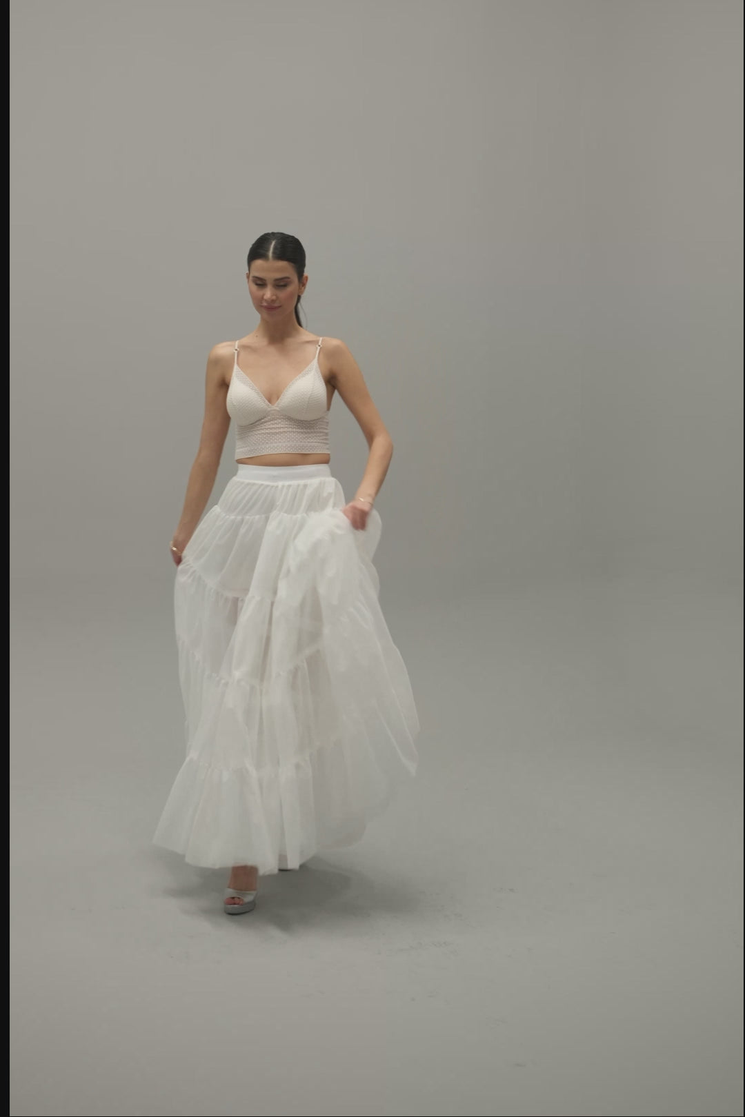 White Petticoat with Elastic Band - Perfect for Parties