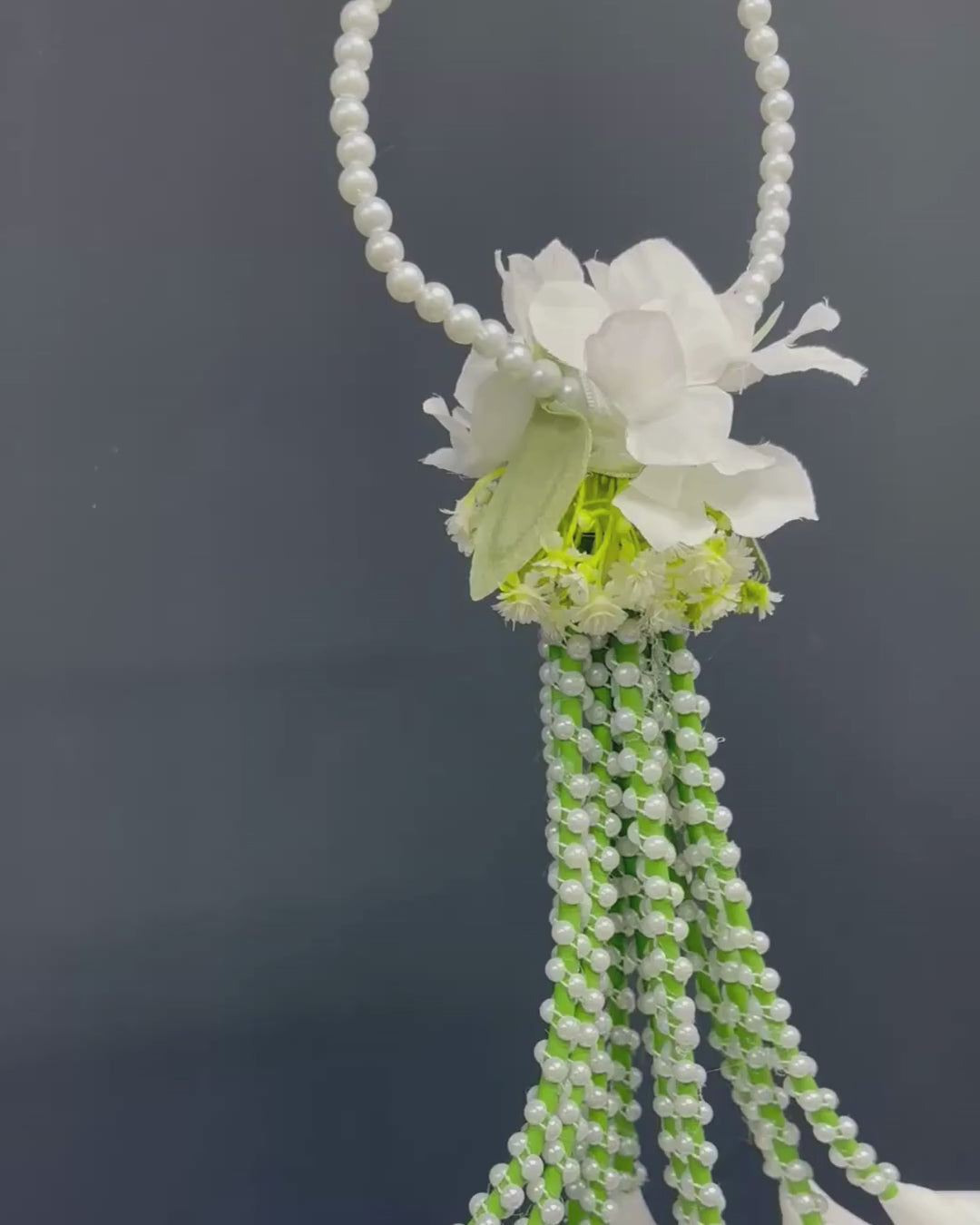 Cascading Calla Lily Bridal Bouquet, Pearl Hoop Wedding Bouquet