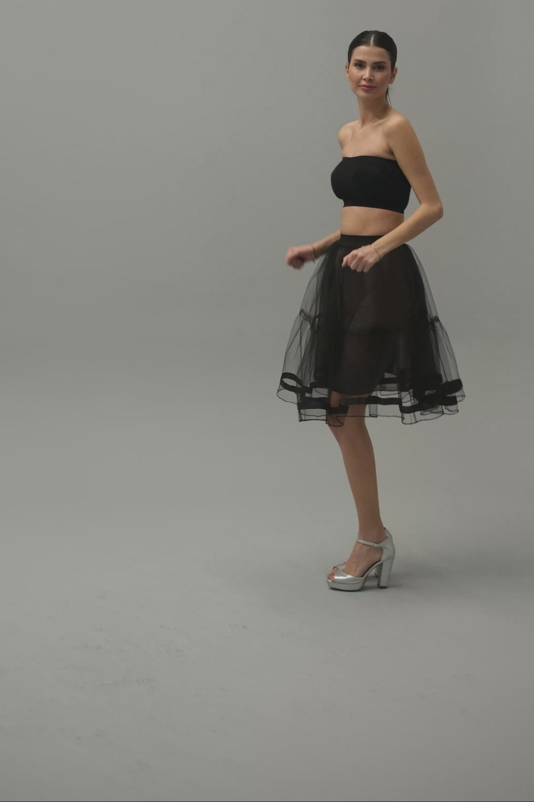 Black Voile Petticoat with Elastic Band - Perfect for Parties