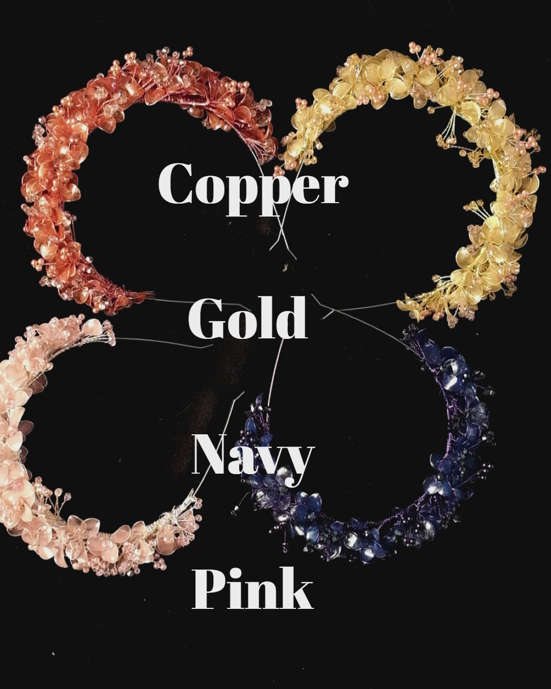 Pink  Crystal Flower Hair Band