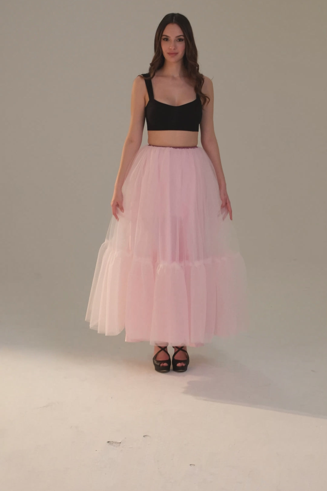 Pink Layered Tulle Skirt , Ruffled Maxi Skirt for Women, Long Tulle Skirt, Elegant Bridesmaid Skirt,