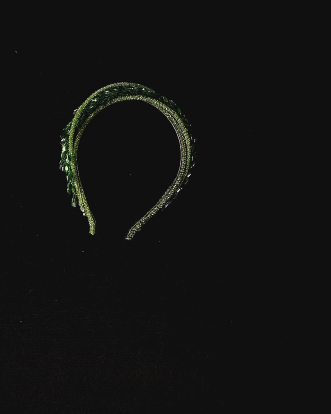 Green Crystal Leaf Headband