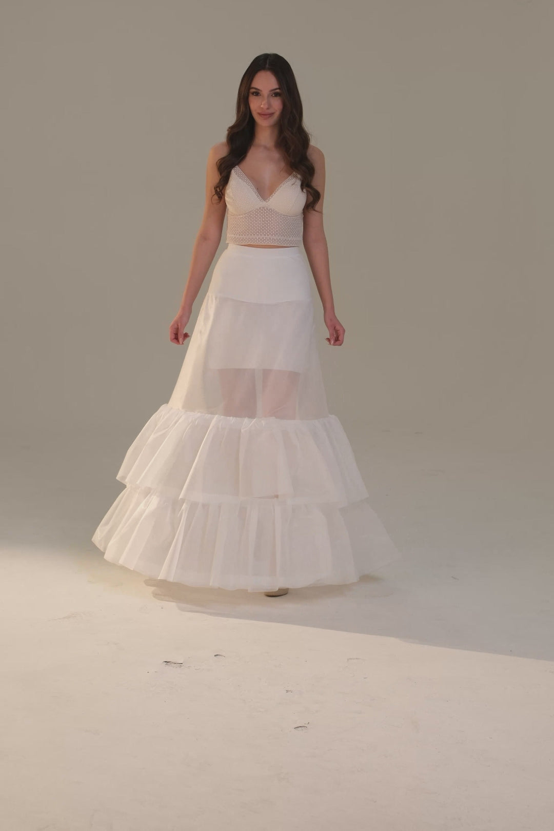 Trumpet Petticoat Skirt  with  Waist Corsage and 3 Hoops , Bridal Crinoline Slip