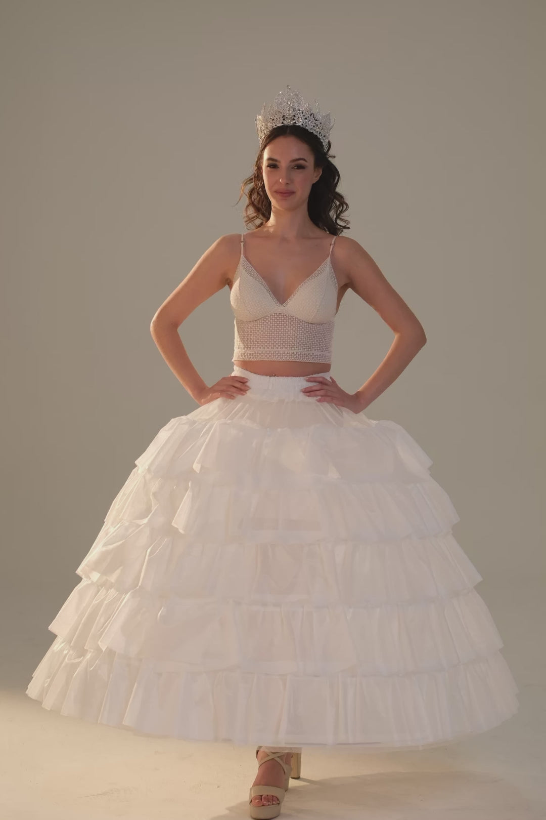 Short Ruffled Layered Hoop Skirt , Quinceañera & Wedding Underskirt