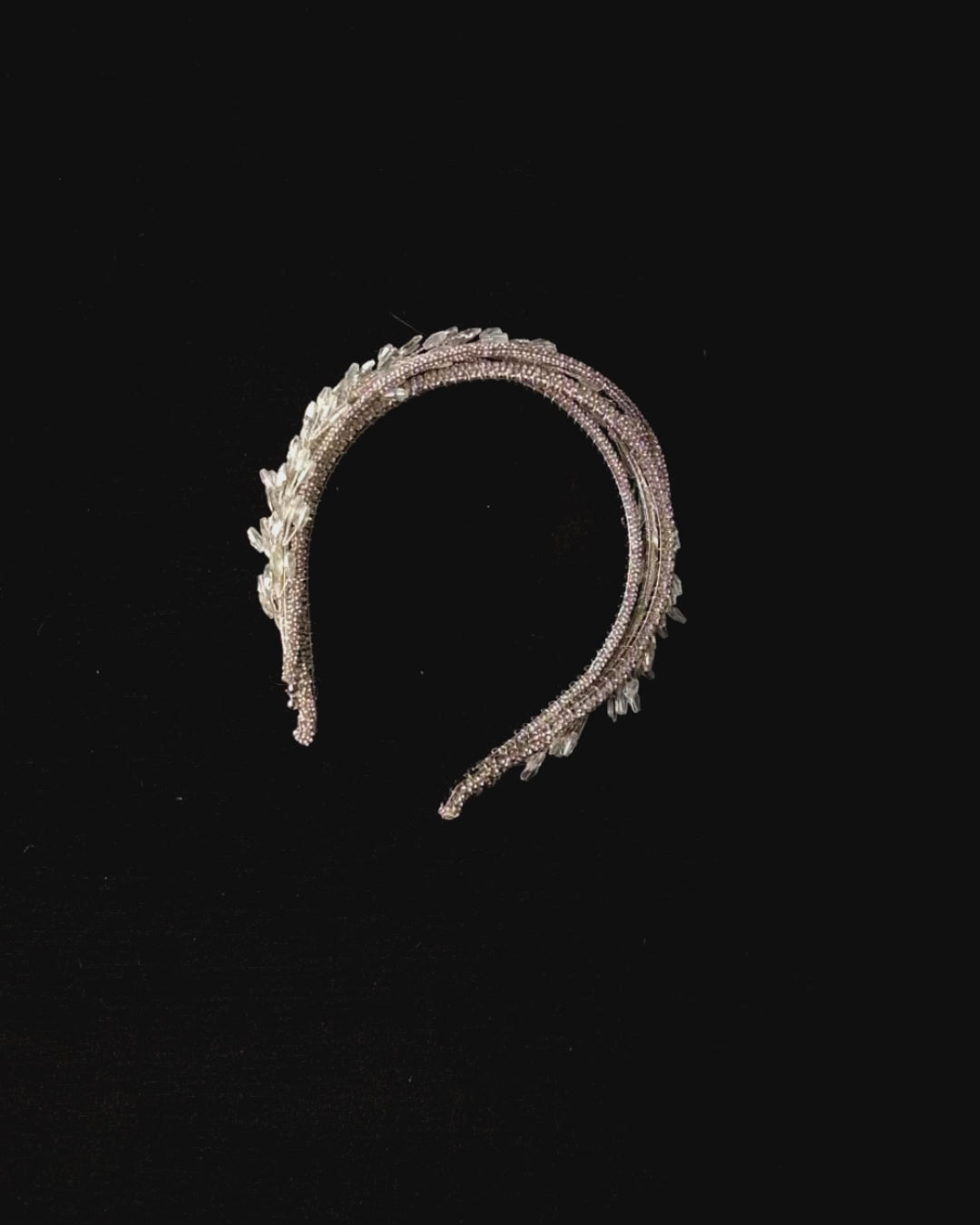 Crystal Leaf & Silver Beaded Headband