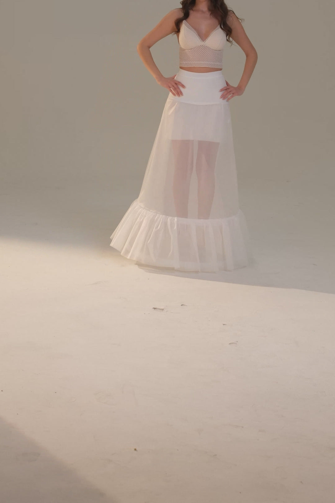 Trumpet Petticoat Skirt  with  Waist Corsage  , Bridal Crinoline Slip