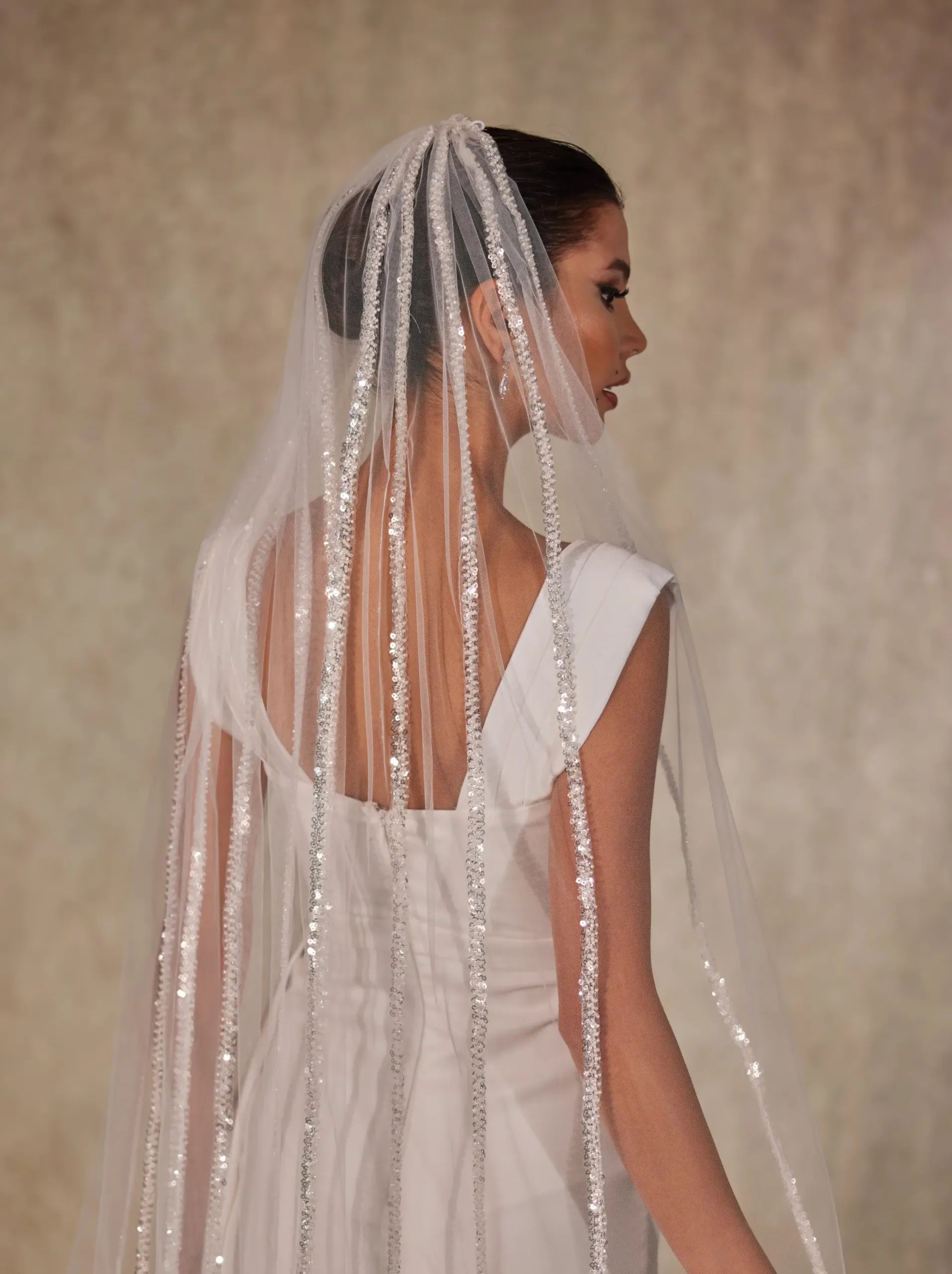 Elegant Sequin and Beaded Wedding Veil-D218 - Bridal Port