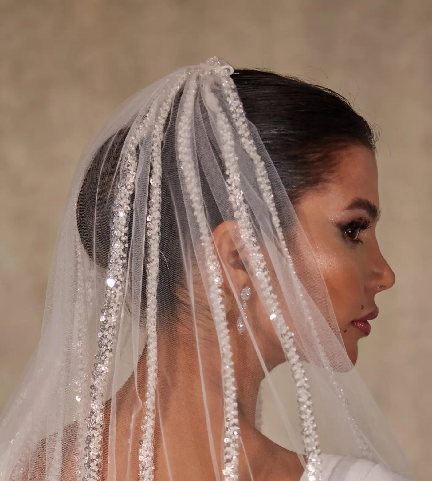 Elegant Sequin and Beaded Wedding Veil-D218 - Bridal Port