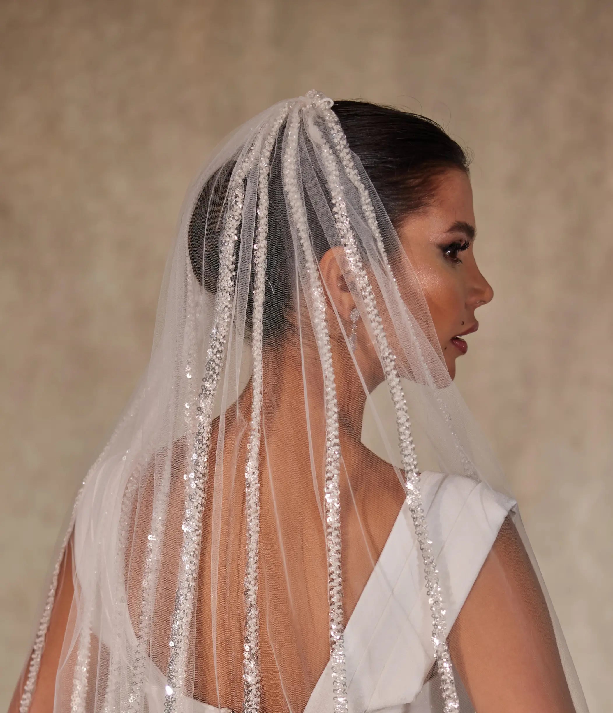 Elegant Sequin and Beaded Wedding Veil-D218 - Bridal Port