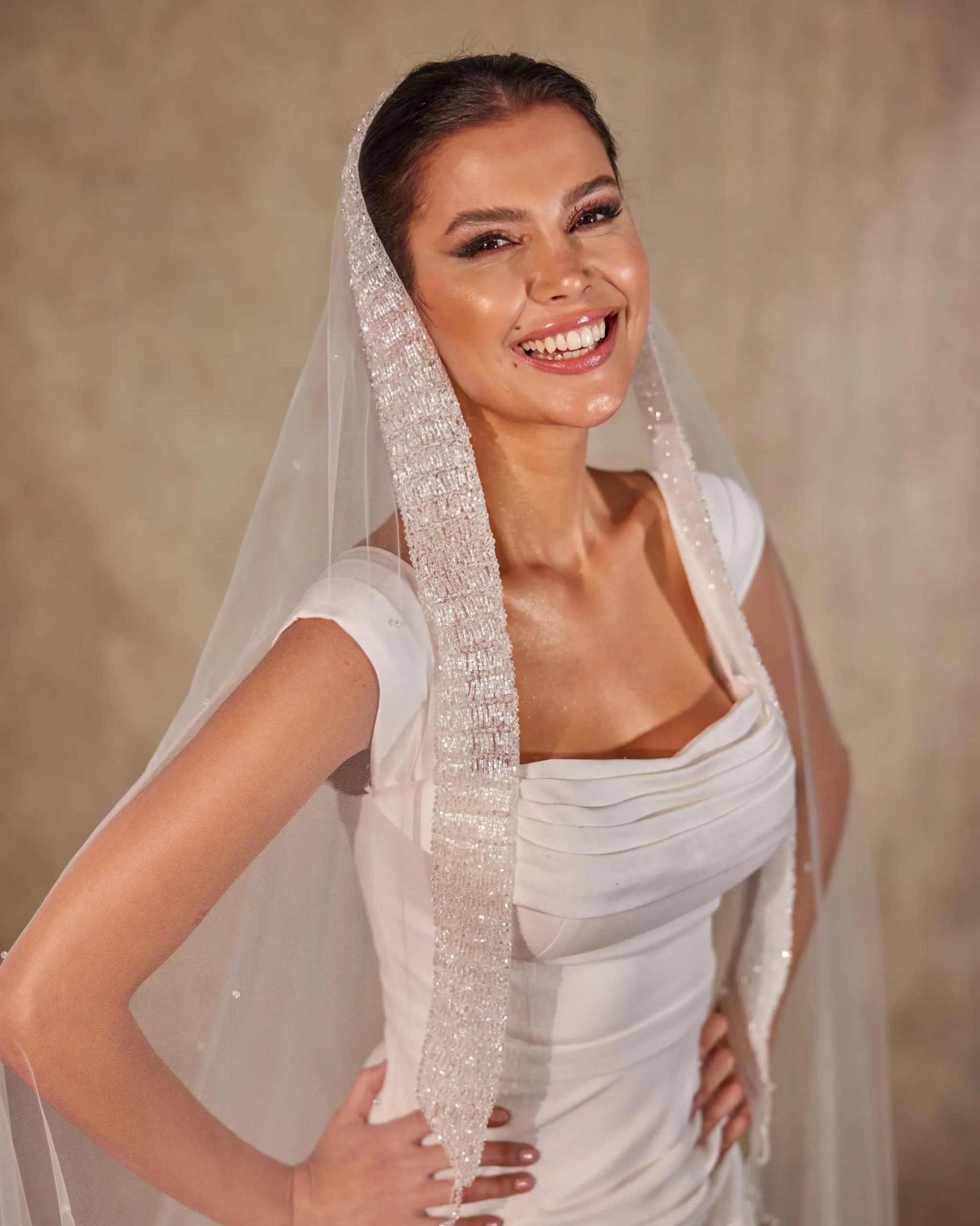 Beaded Cathedral Wedding Veil- D211 - Bridal Port